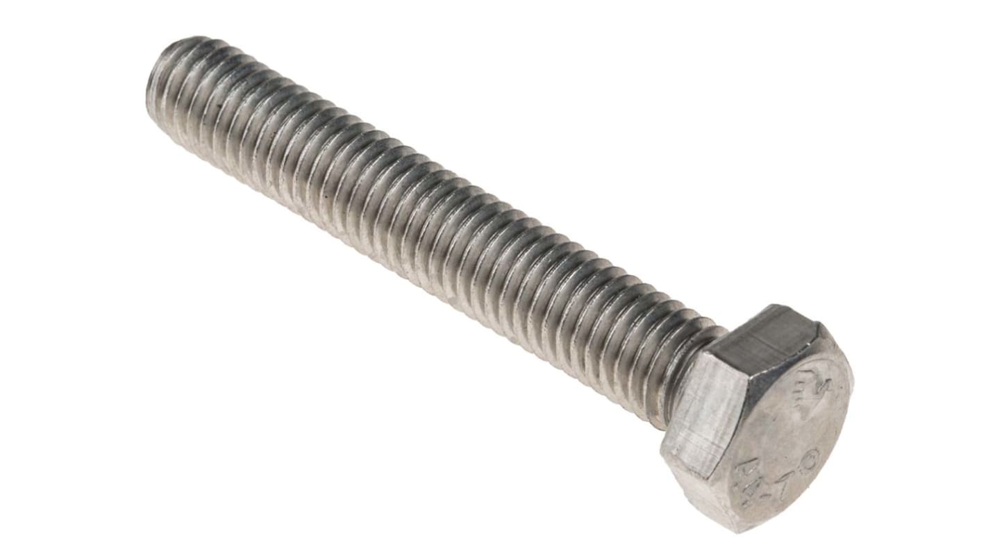 Plain Stainless Steel Hex, Hex Bolt, M8 x 50mm