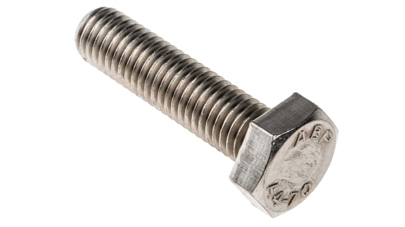 Plain Stainless Steel Hex, Hex Bolt, M10 x 40mm