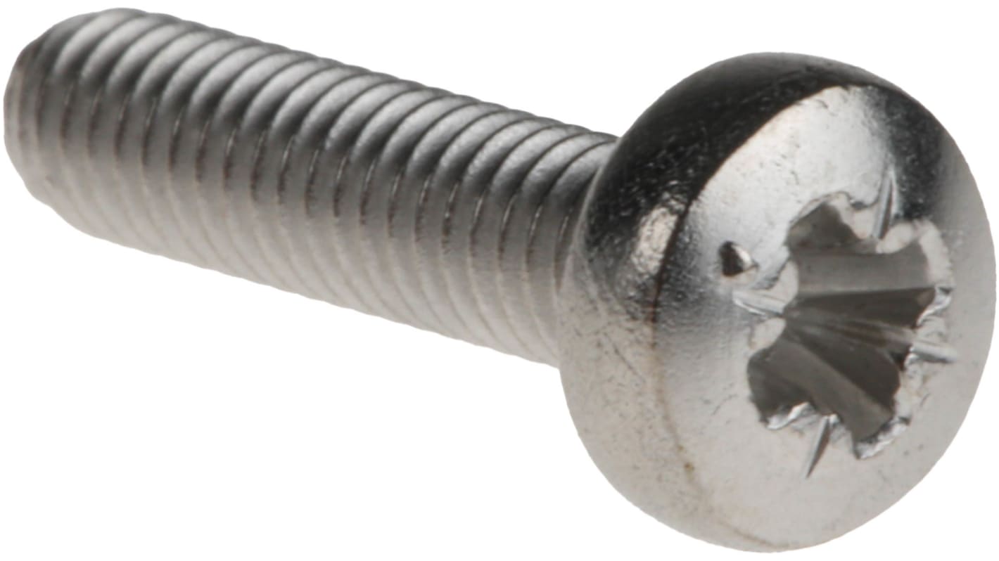 RS PRO Pozi Pan A4 316 Stainless Steel Machine Screws DIN 7985, M3x12mm