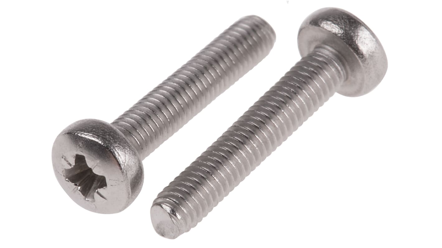 RS PRO Pozi Pan A4 316 Stainless Steel Machine Screws DIN 7985, M3x16mm