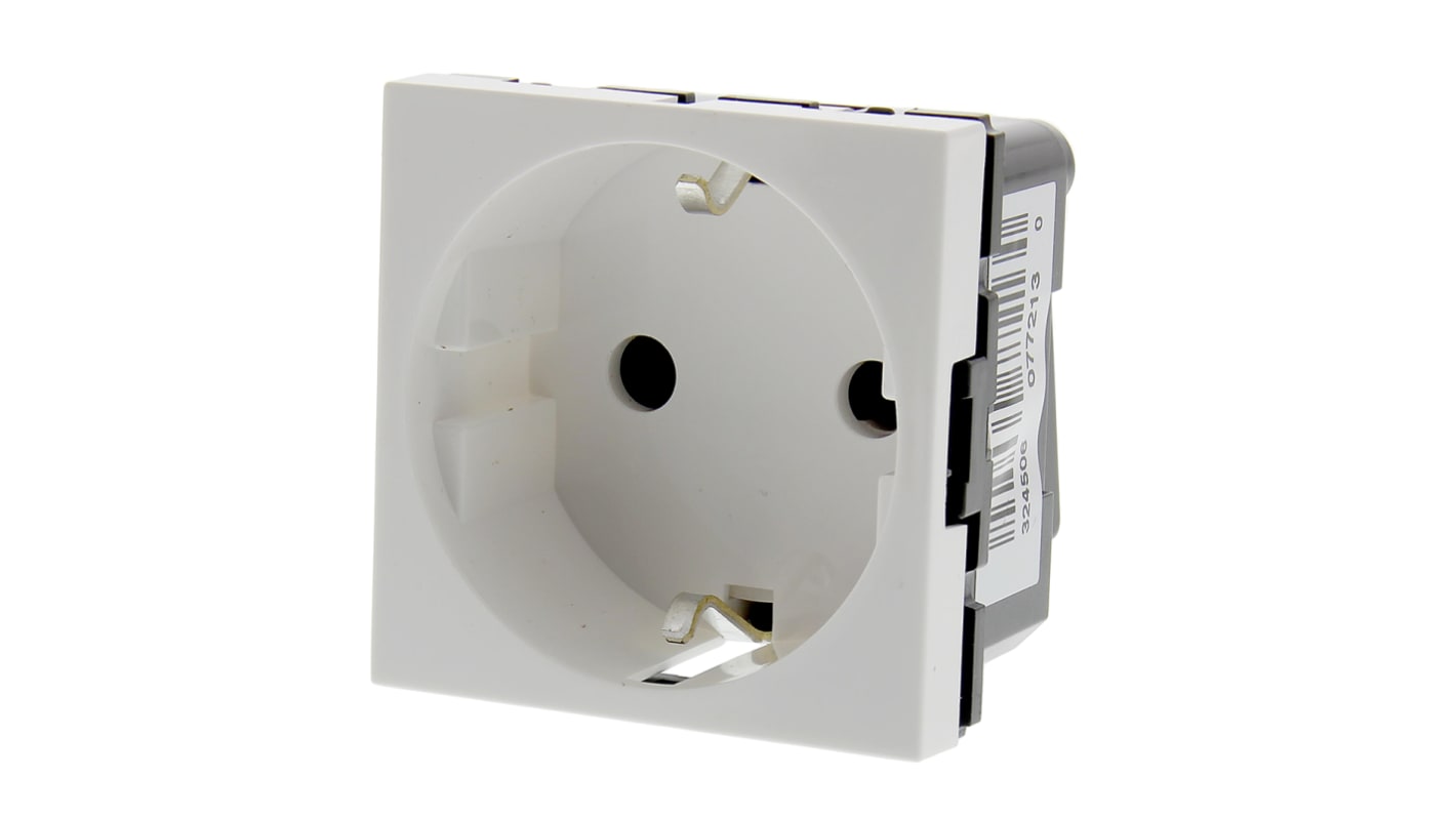 Presa elettrica, Legrand 0 772 13, 16A, 1 modulo, IP20, presa Tipo F - Schuko tedesco in Policarbonato, Bianco In