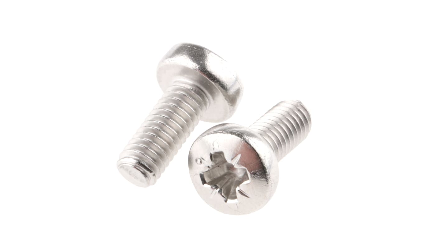 RS PRO Pozi Pan A4 316 Stainless Steel Machine Screws DIN 7985, M4x10mm