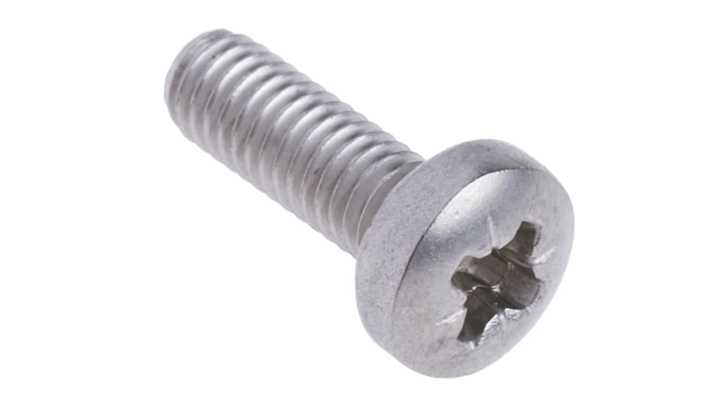 RS PRO Pozi Pan A4 316 Stainless Steel Machine Screws DIN 7985, M4x12mm