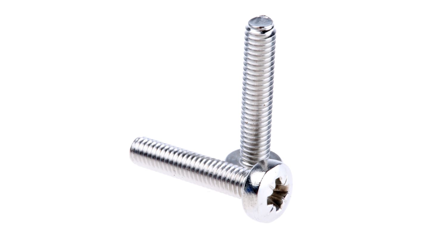 RS PRO Pozi Pan A4 316 Stainless Steel Machine Screws DIN 7985, M4x20mm