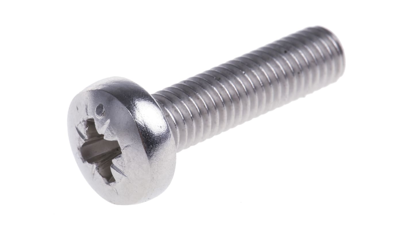 RS PRO Pozi Pan A4 316 Stainless Steel Machine Screws DIN 7985, M5x20mm