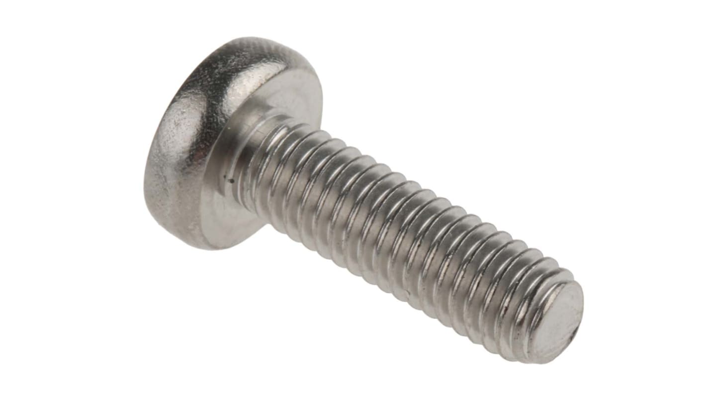 Tornillo de cabeza alomada con huella Pozi RS PRO M6 x 20mm, paso de rosca 1mm, de Acero Inoxidable