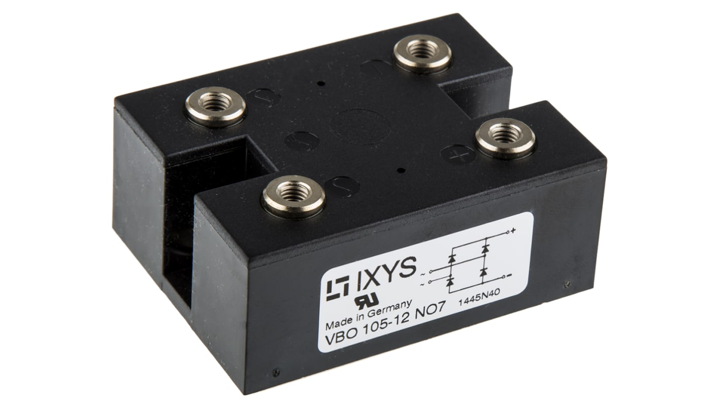 IXYS 整流用 ブリッジダイオード 単相 107A, 1200V, 67 x 50 x 31mm, VBO105-12NO7