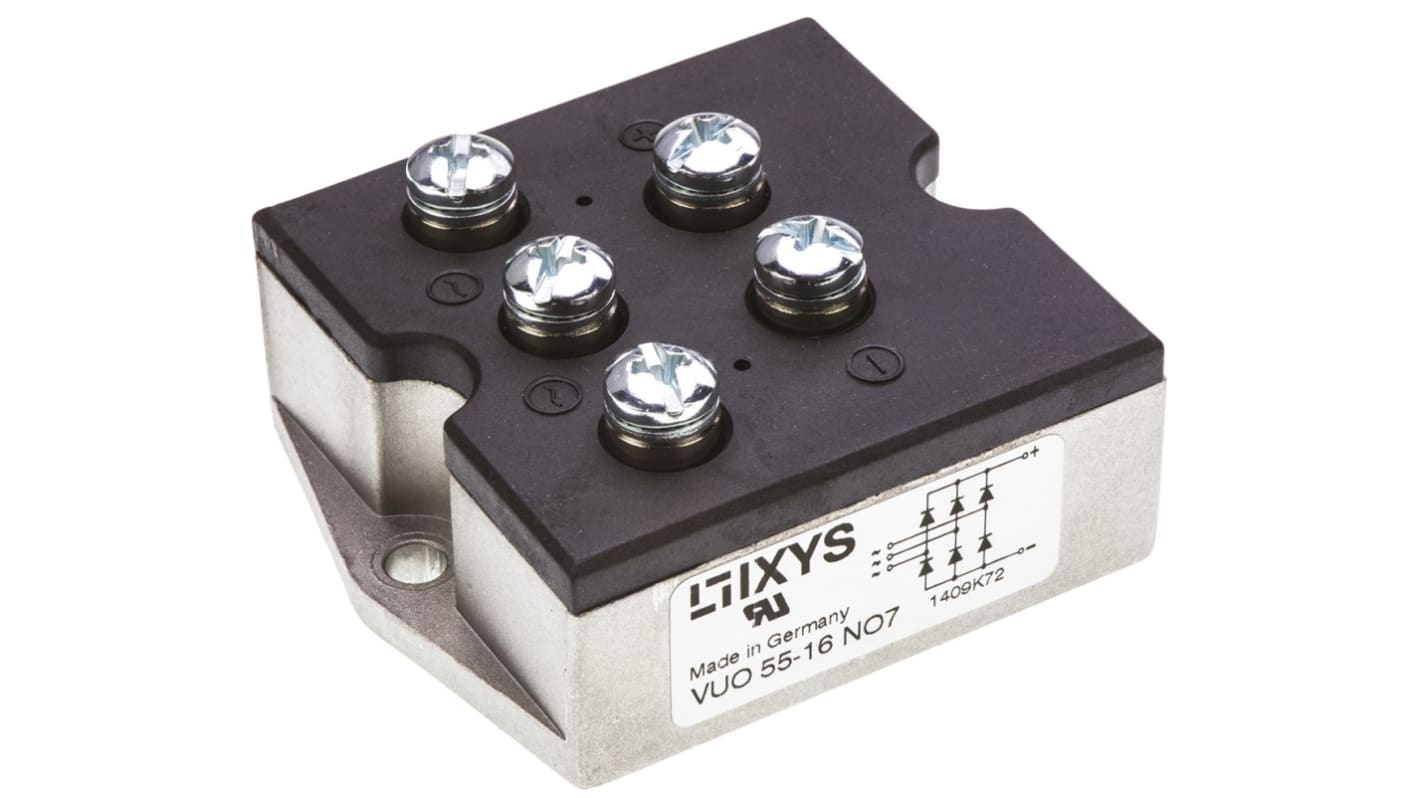 IXYS Brückengleichrichter, 3-phasig 58A 1600V Tafelmontage 1.6V PWS B 5-Pin 300μA Siliziumverbindung