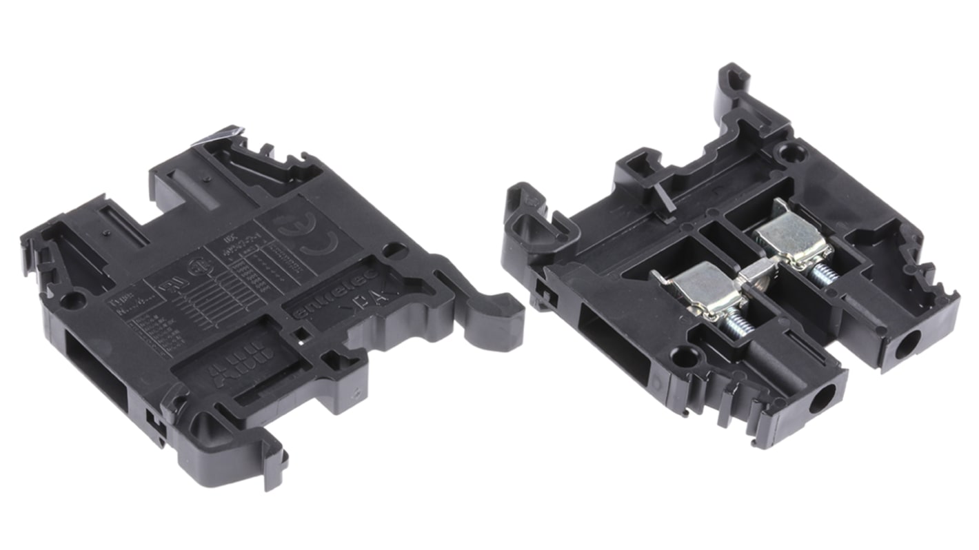 Entrelec SNA Series Black DIN Rail Terminal Block, 4mm², Single-Level, Screw Termination