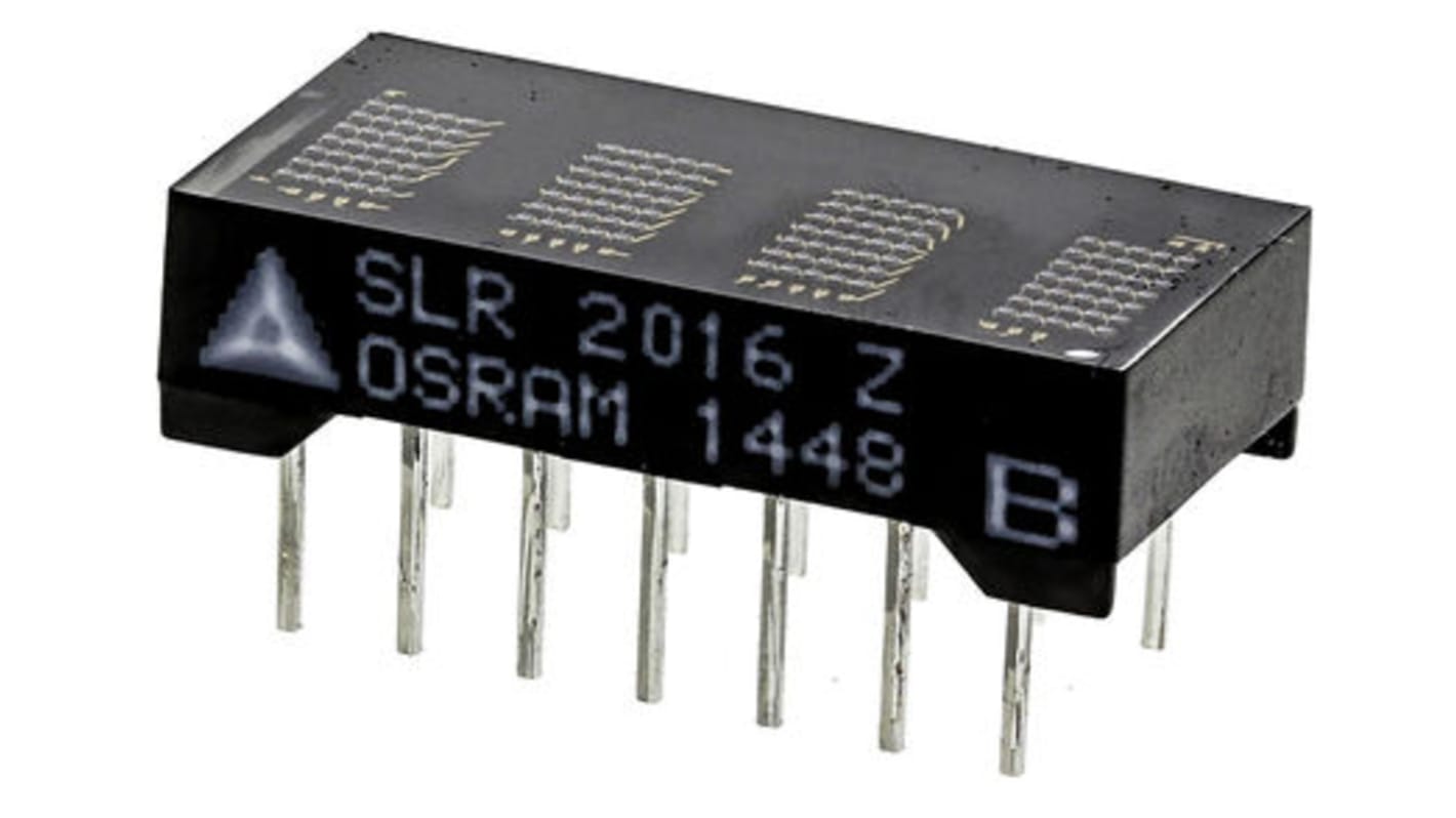 ams OSRAM LED-es kijelző 4 karakteres, Mátrixnyomtatók, 7 x 5 képpontmátrix, Vörös, 0,05 mcd/Dot 5 x 7, 4.6mm