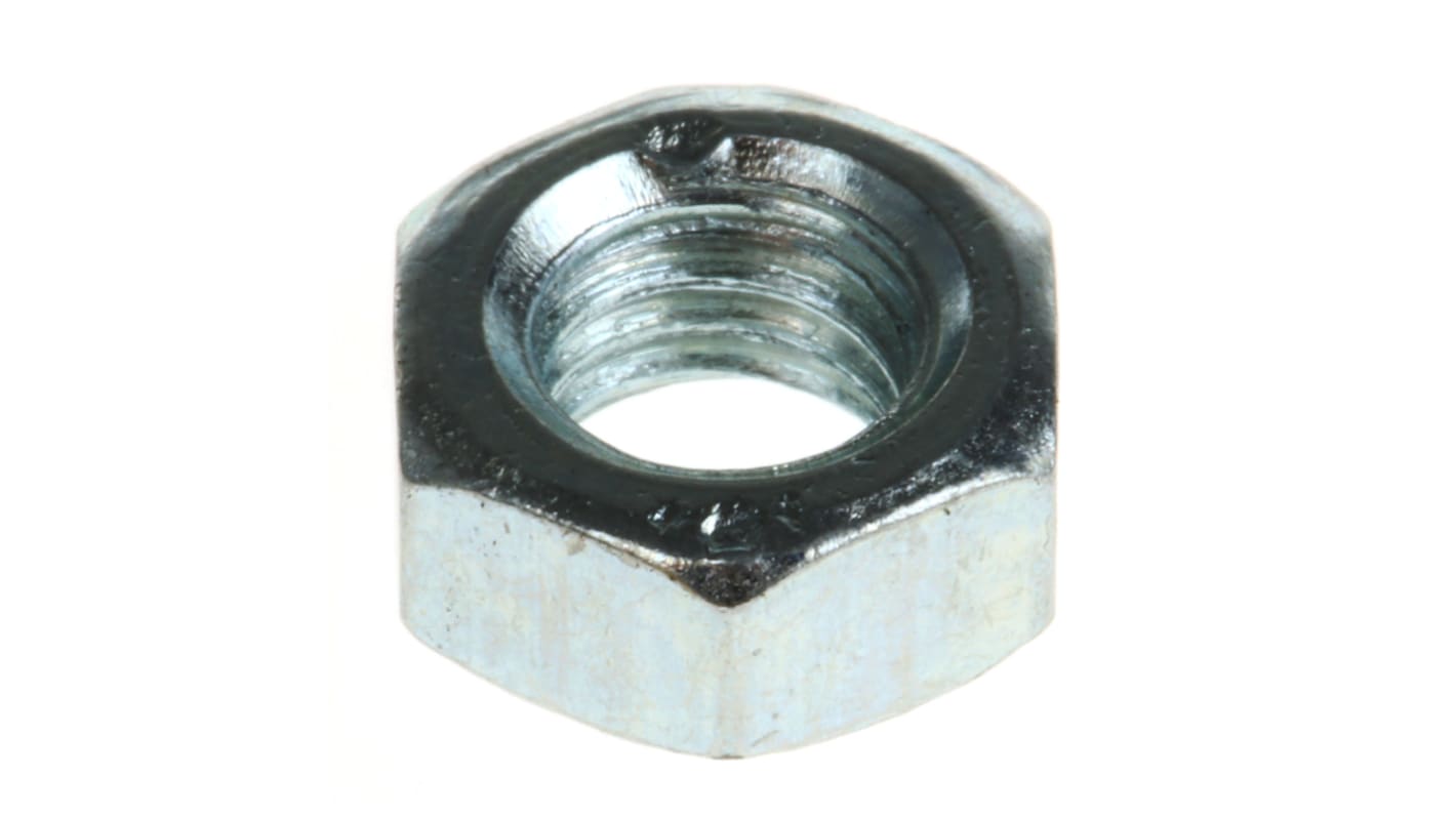 RS PRO, Bright Zinc Plated Steel Hex Nut, DIN 934, M5