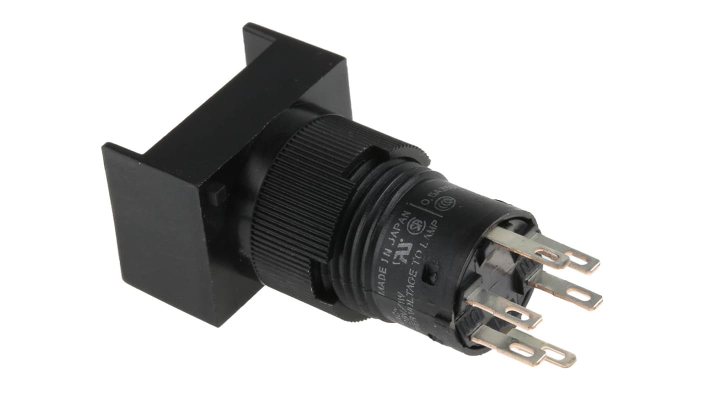 Omron A3C Series Illuminated Push Button Switch, Momentary, Panel Mount, 12mm Cutout, SPST, 250V ac, IP40