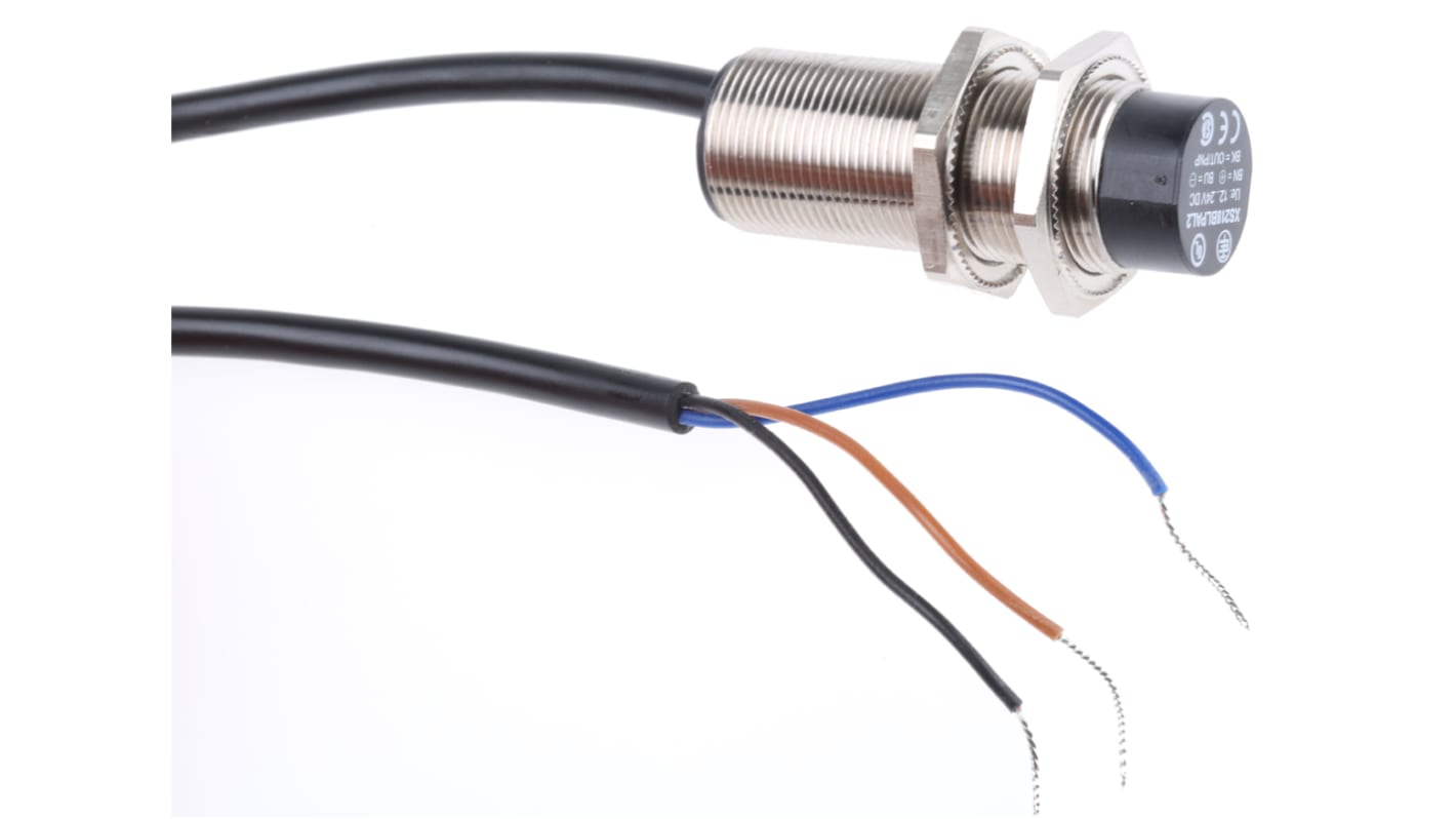 Telemecanique Sensors Inductive Barrel-Style Proximity Sensor, M18 x 1, 8 mm Detection, PNP Output, 12 → 24 V