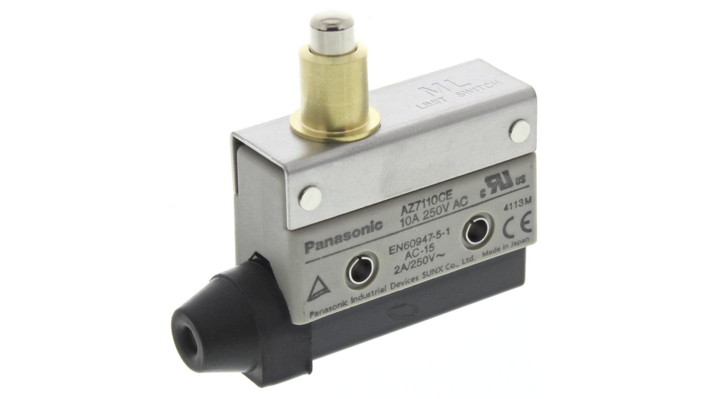 Panasonic AZ7 Series Plunger Limit Switch, NO/NC, IP64, SPDT, 250V ac Max, 10A Max