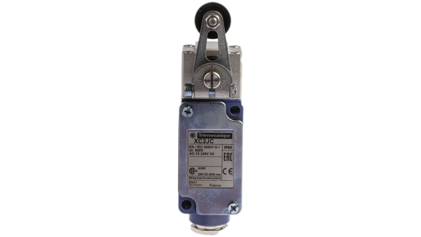 Telemecanique Sensors OsiSense XC Series Roller Lever Limit Switch, IP65, Metal Housing, 240V ac Max, 10A Max