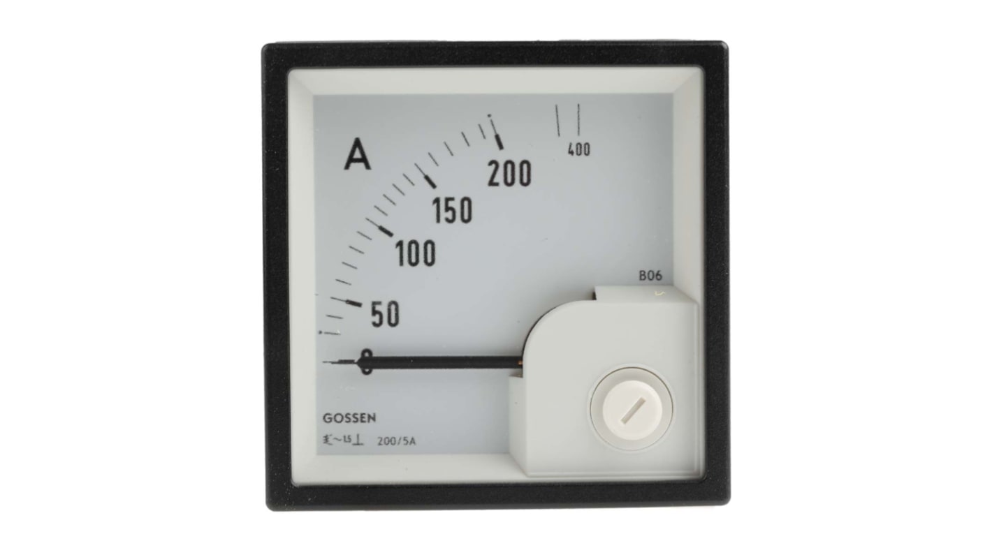 Ampèremètre analogique de panneau V c.a. GILGEN Muller & Weigert, Echelle 400A, 68mm x 68mm