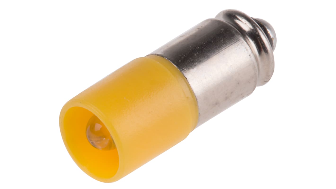 Bombilla para piloto luminoso LED RS PRO Amarillo, λ 587nm, 24V ac/dc / 14mA, 630mcd, 16 °, casquillo bayoneta, Ø 6mm