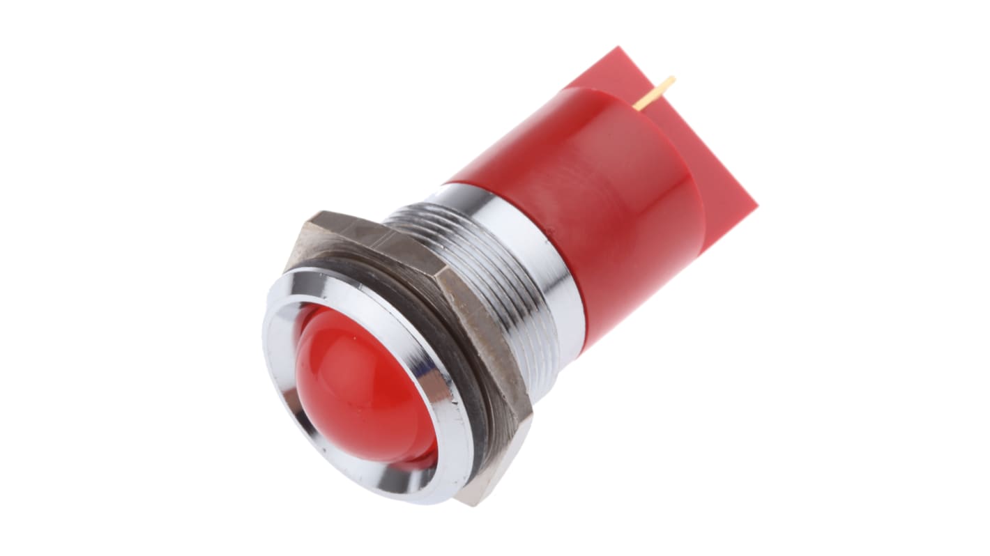 RS PRO Red Panel Mount Indicator, 24V dc, 22mm Mounting Hole Size, Solder Tab Termination
