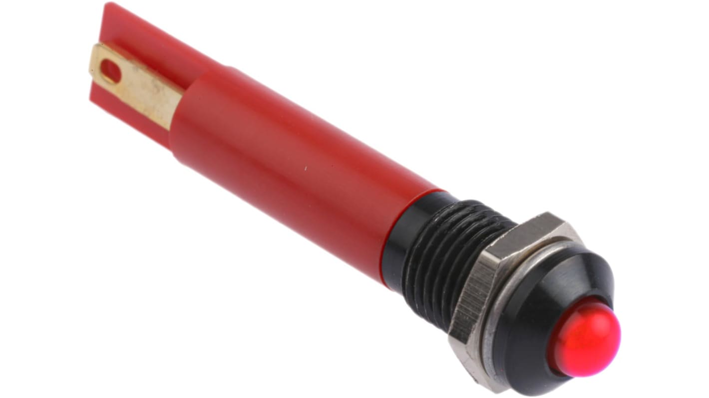 RS PRO Red Panel Mount Indicator, 24V dc, 8mm Mounting Hole Size, Solder Tab Termination