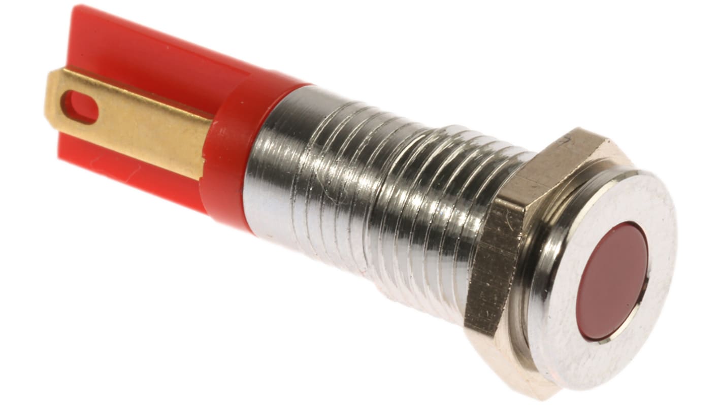 RS PRO Red Panel Mount Indicator, 2V dc, 8mm Mounting Hole Size, Solder Tab Termination