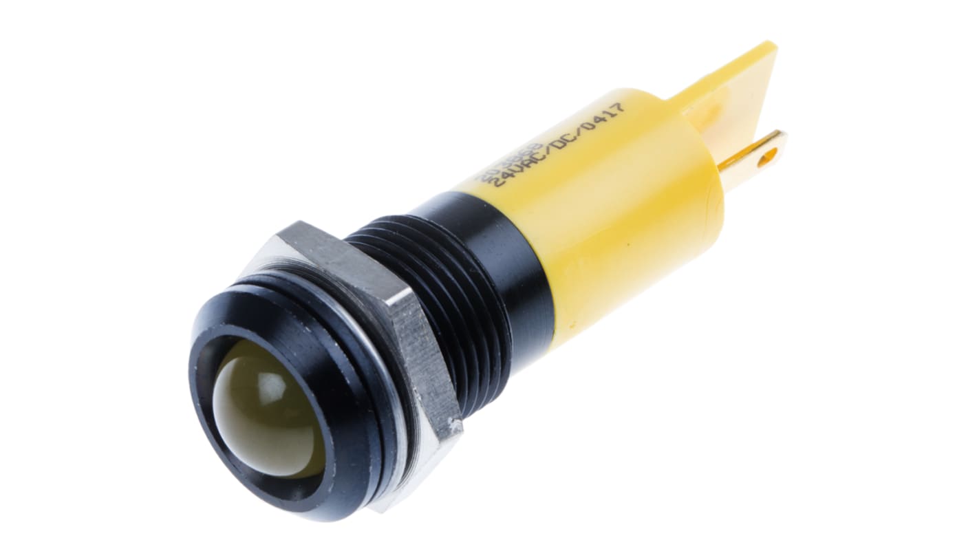 Voyant LED lumineux  Jaune RS PRO, dia. 14mm, 24V c.c., IP67