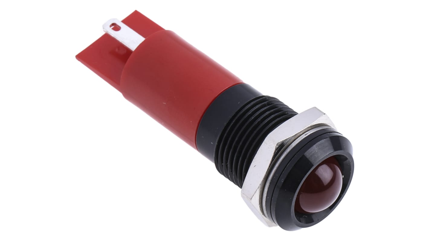 Indicador LED RS PRO, Rojo, lente prominente, marco Negro, Ø montaje 14mm, 16 → 20mA, 4200mcd, IP67