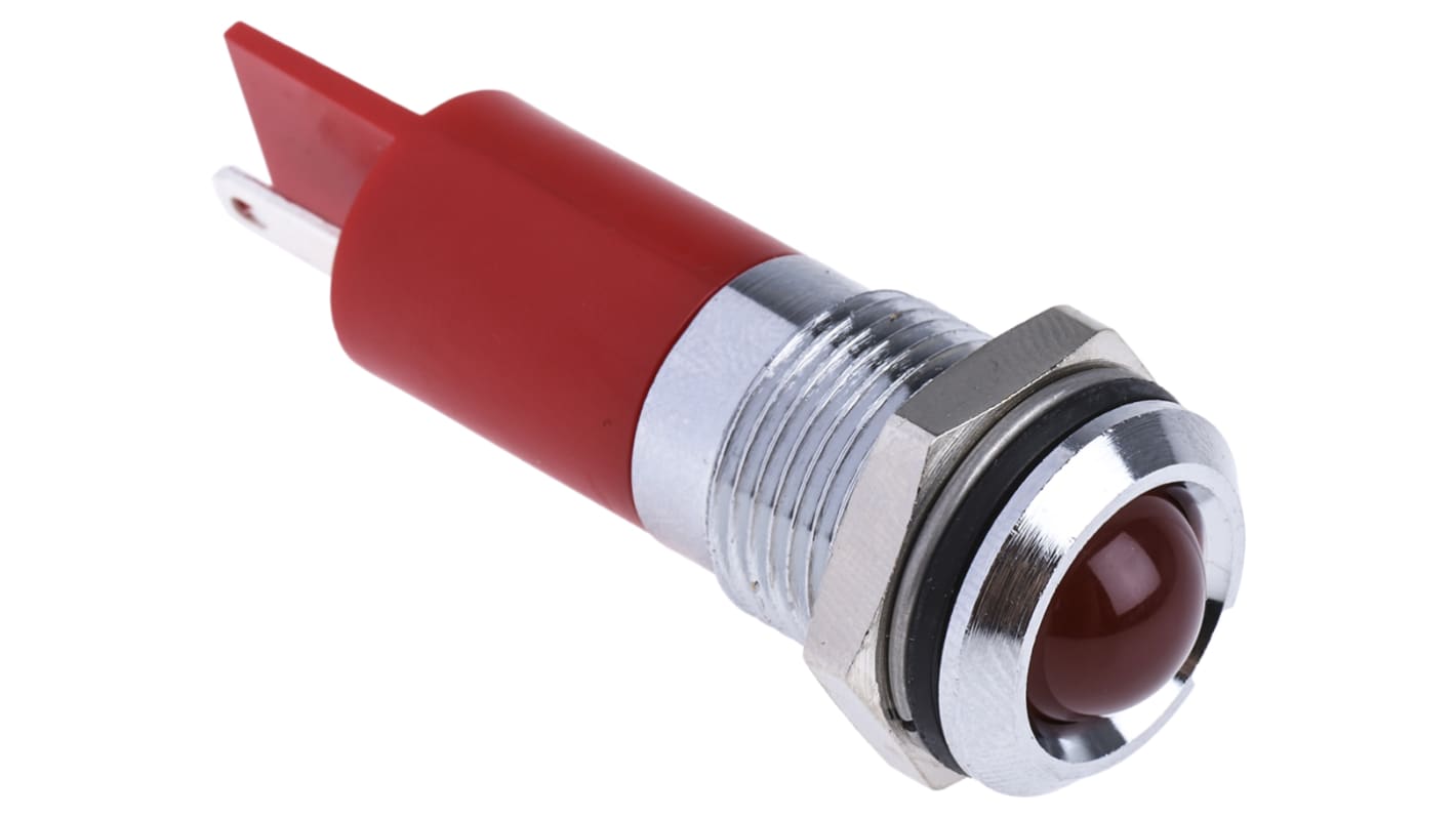 Indicatore da pannello RS PRO Rosso  a LED, IP67, Sporgente, foro da 14mm