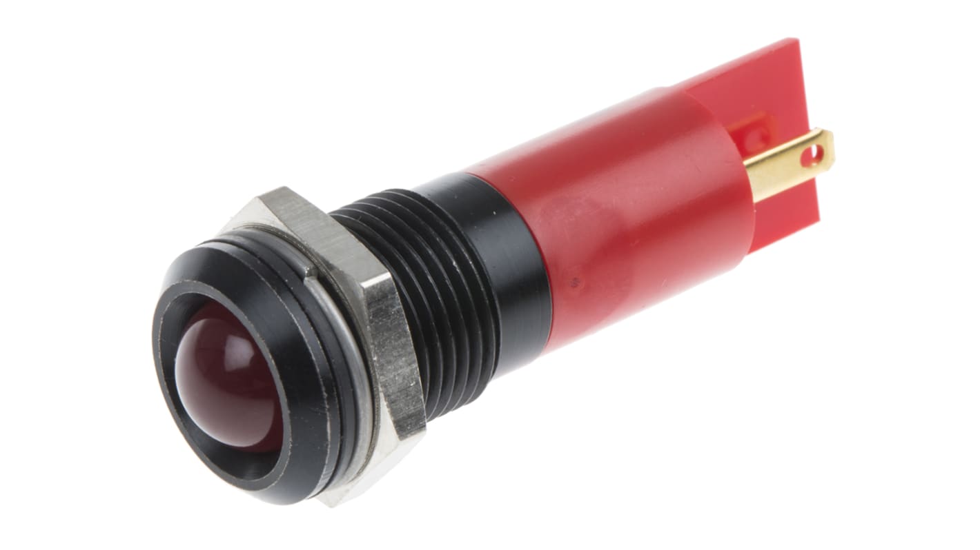 Indicatore da pannello RS PRO Rosso  a LED, 12V, IP40, Sporgente, foro da 14mm