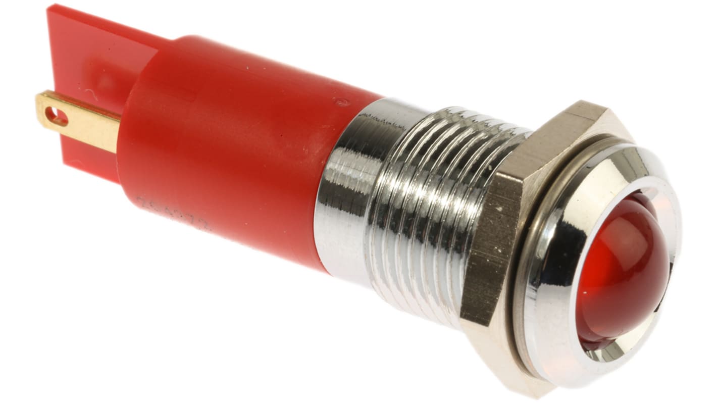 Indicatore da pannello RS PRO Rosso, 240V ca, IP40, Sporgente, foro da 14.5mm