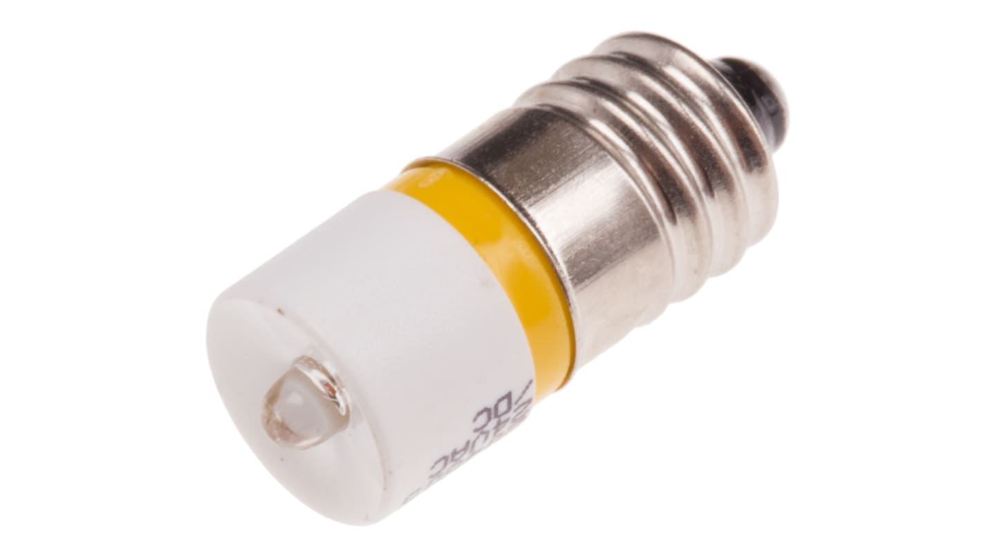 RS PRO Yellow LED Indicator Lamp, 24V ac/dc, E10 Base, 10mm Diameter, 630mcd