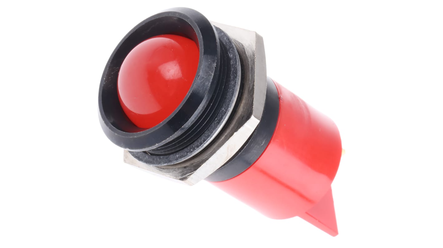 RS PRO Red Panel Mount Indicator, 24V dc, 22mm Mounting Hole Size, Solder Tab Termination