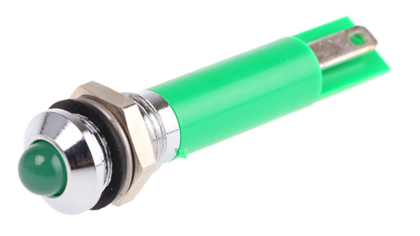 Voyant LED lumineux  Vert RS PRO, dia. 8mm, 110V c.a.