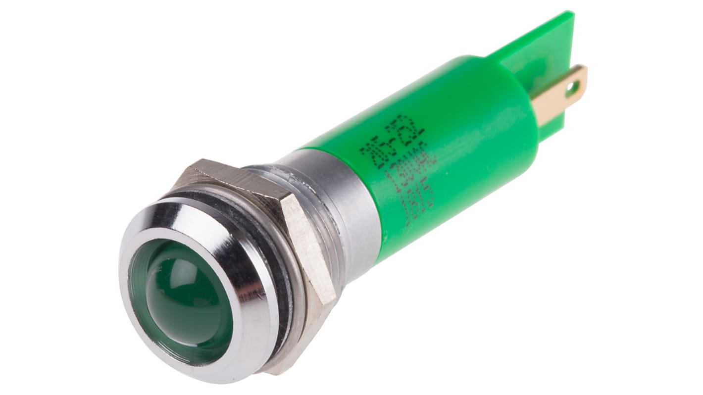 Indicatore da pannello RS PRO Verde  a LED, 130V ca, IP67, Sporgente, foro da 12mm