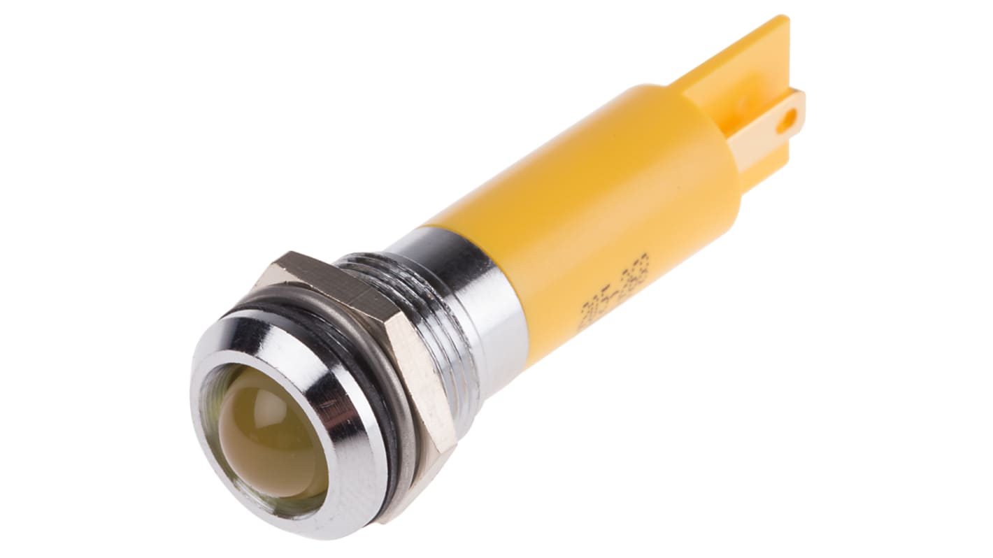 Indicatore da pannello RS PRO Giallo  a LED, 130V ca, IP67, Sporgente, foro da 12mm