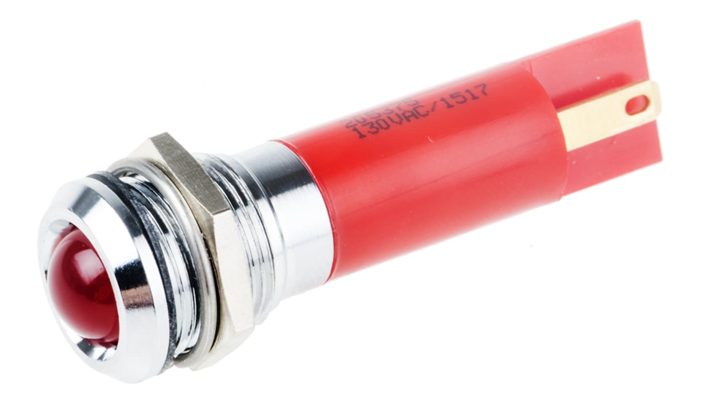 Voyant LED lumineux  Rouge RS PRO, dia. 12mm, 130V c.a., IP67