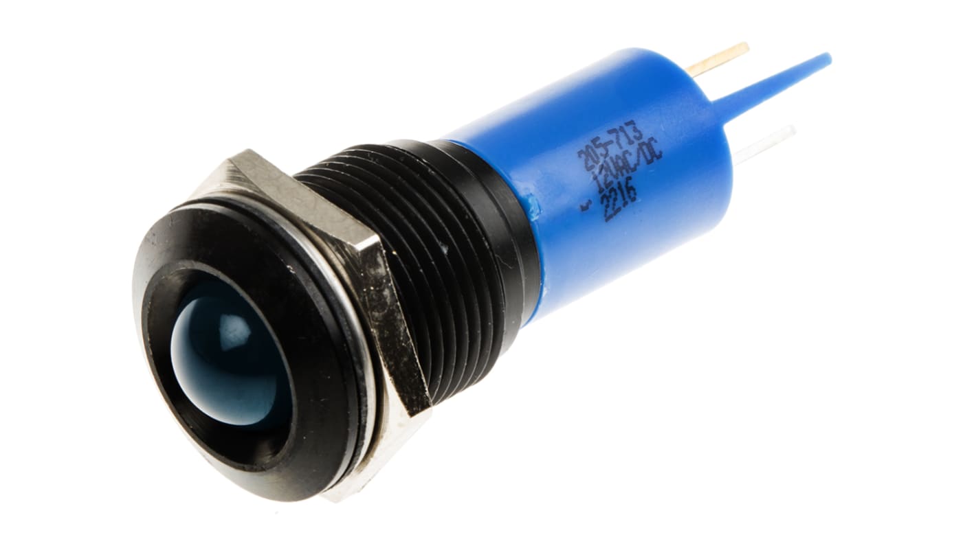 Indicador LED RS PRO, Azul, lente prominente, Ø montaje 16mm, 20mA, 280mcd