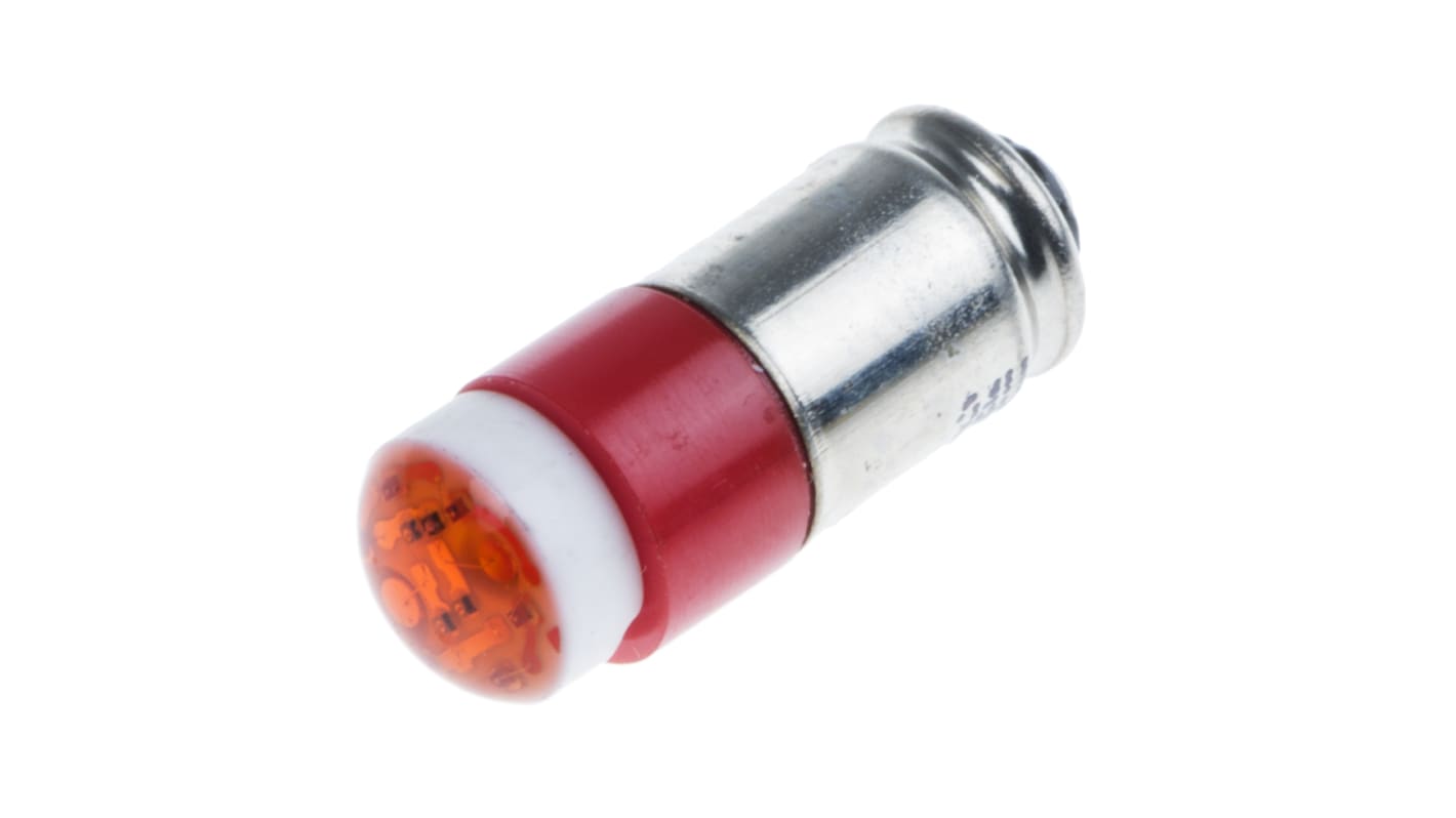 Bombilla para piloto luminoso LED RS PRO Rojo, λ 630nm, 24V ac/dc / 14mA, 40mcd, 180°, casquillo bayoneta, Ø 6mm