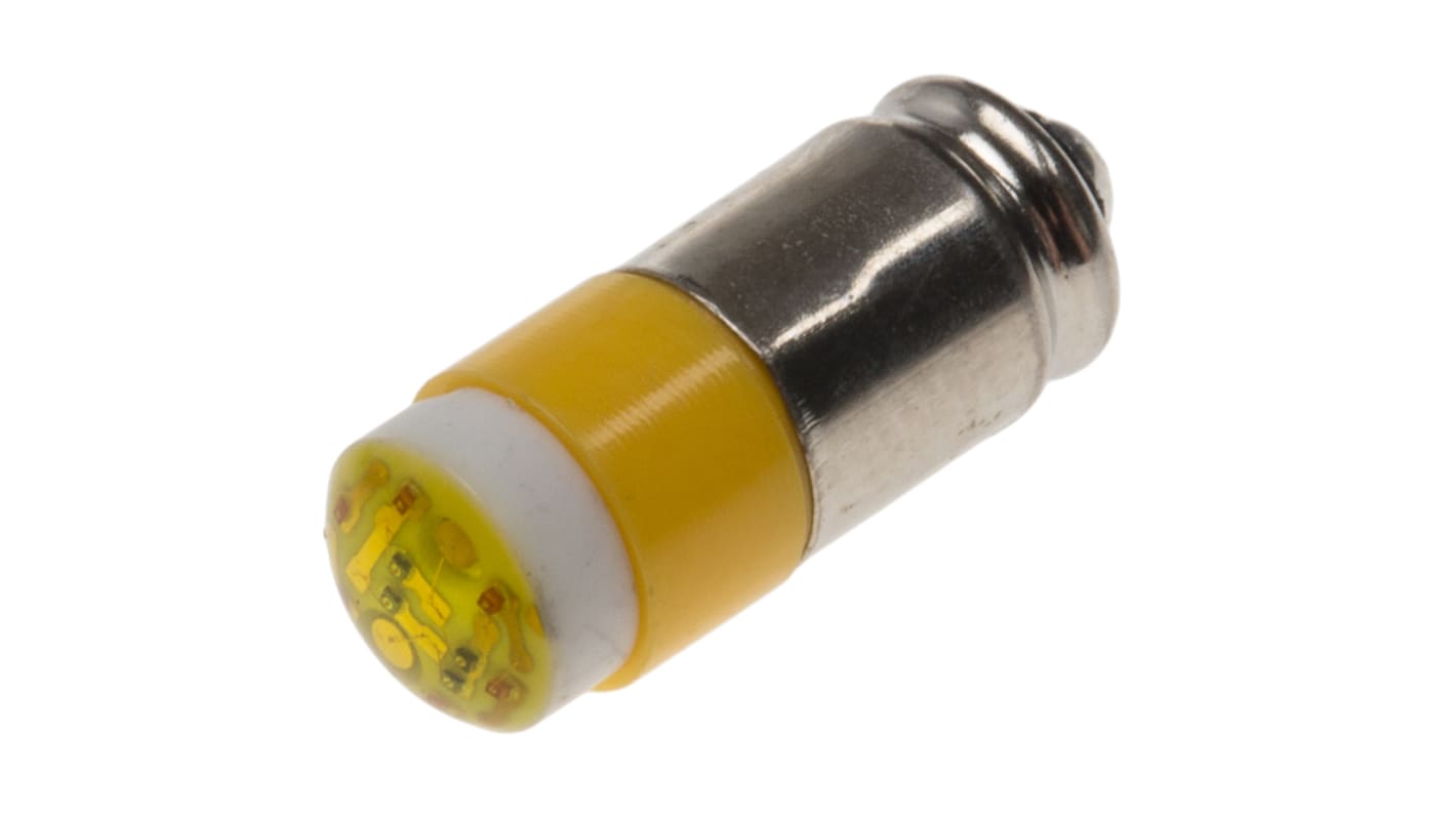 Bombilla para piloto luminoso LED RS PRO Amarillo, λ 585nm, 24V ac/dc / 14mA, 45mcd, 180°, casquillo bayoneta, Ø 6mm