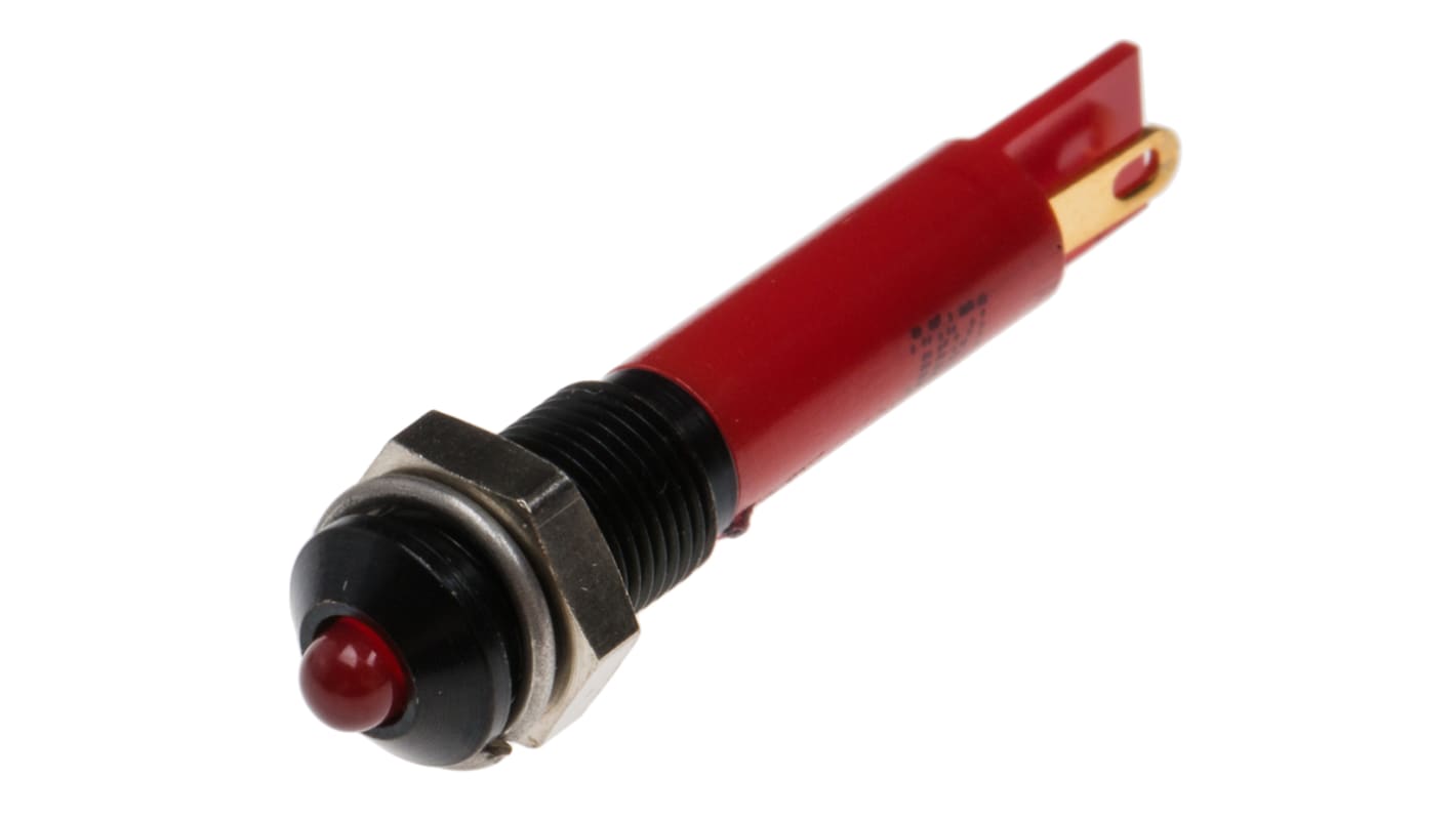 RS PRO Red Panel Mount Indicator, 12V dc, 6mm Mounting Hole Size, Solder Tab Termination