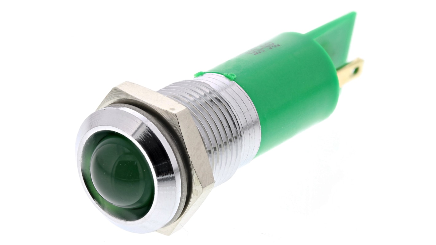 Voyant LED lumineux  Vert RS PRO, dia. 14mm