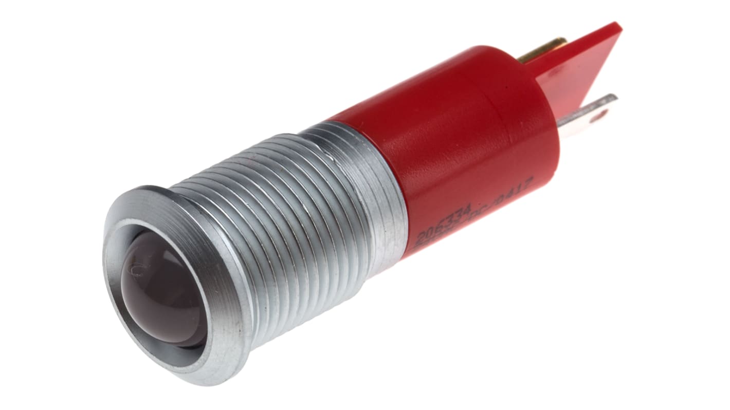 RS PRO Red Panel Mount Indicator, 14mm Mounting Hole Size, Solder Tab Termination, IP67