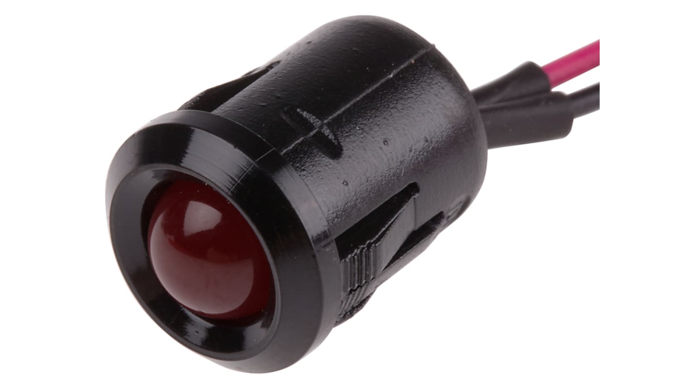 RS PRO Red Panel Mount Indicator, 2V dc, 12mm Mounting Hole Size, Lead Wires Termination