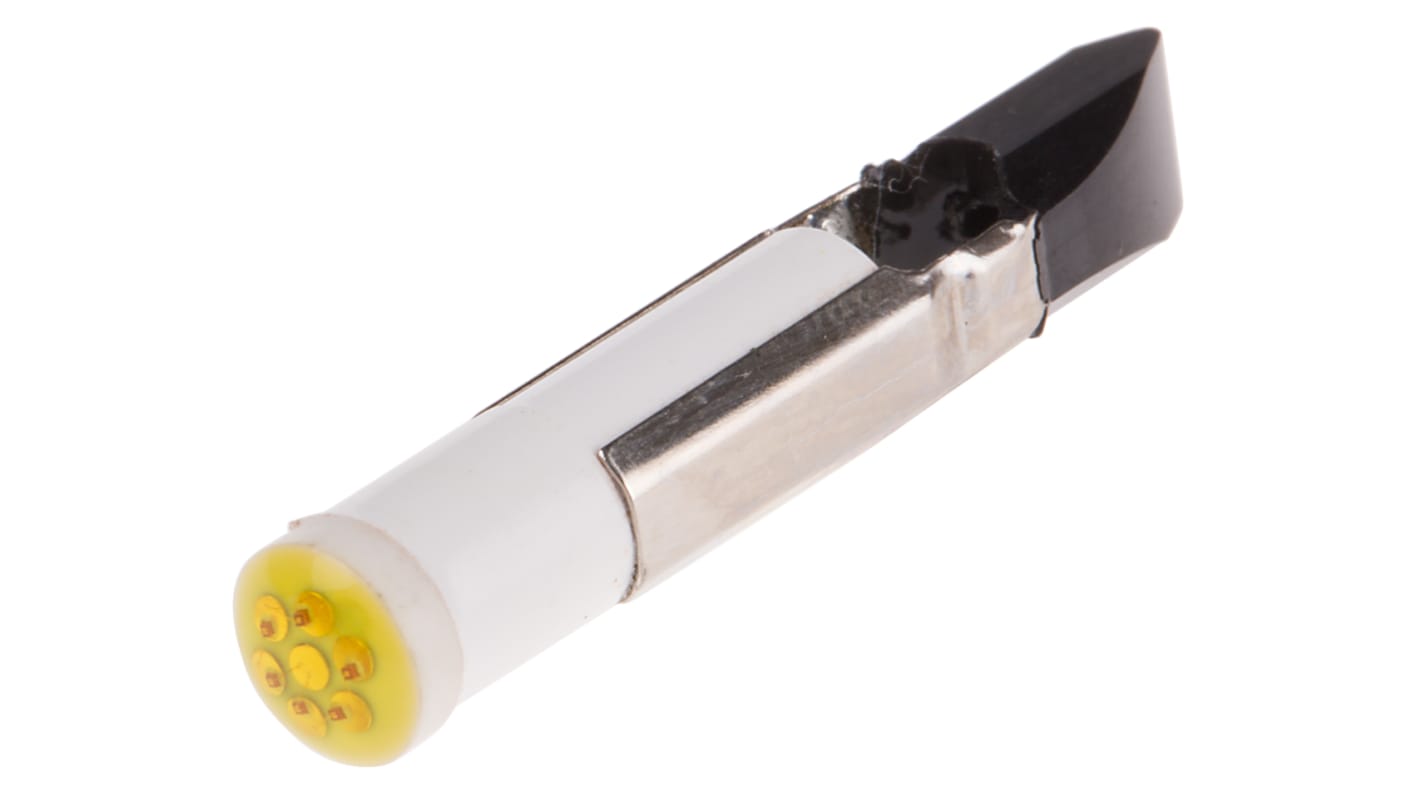 Lampada per indicatori RS PRO, lunga 30.5mm, Ø 5.5mm, 12V cc, luce color Giallo, 63mcd, Multichip da 100000h con