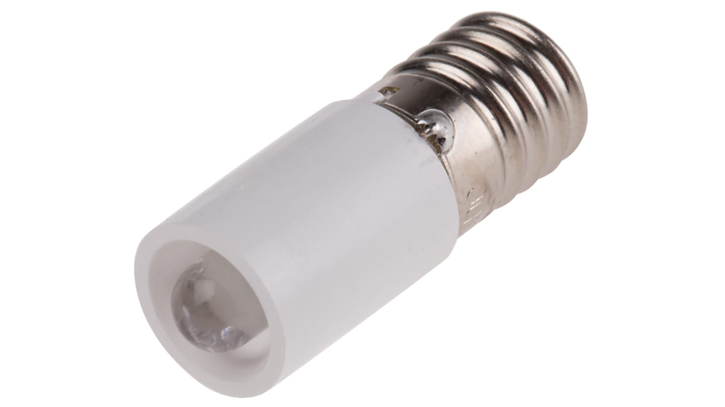 Bombilla para piloto luminoso LED RS PRO Blanco, λ X=0.31nm, 24V ac/dc, 2070mcd, casquillo E10, Ø 10mm