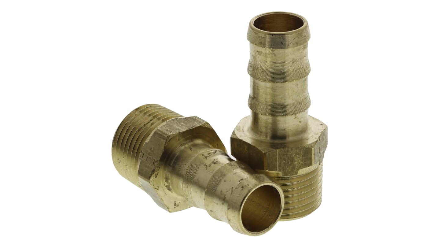 Legris Brass Pipe Fitting, Straight Threaded Tailpiece Adapter, Male R 3/8in to Male 10mm