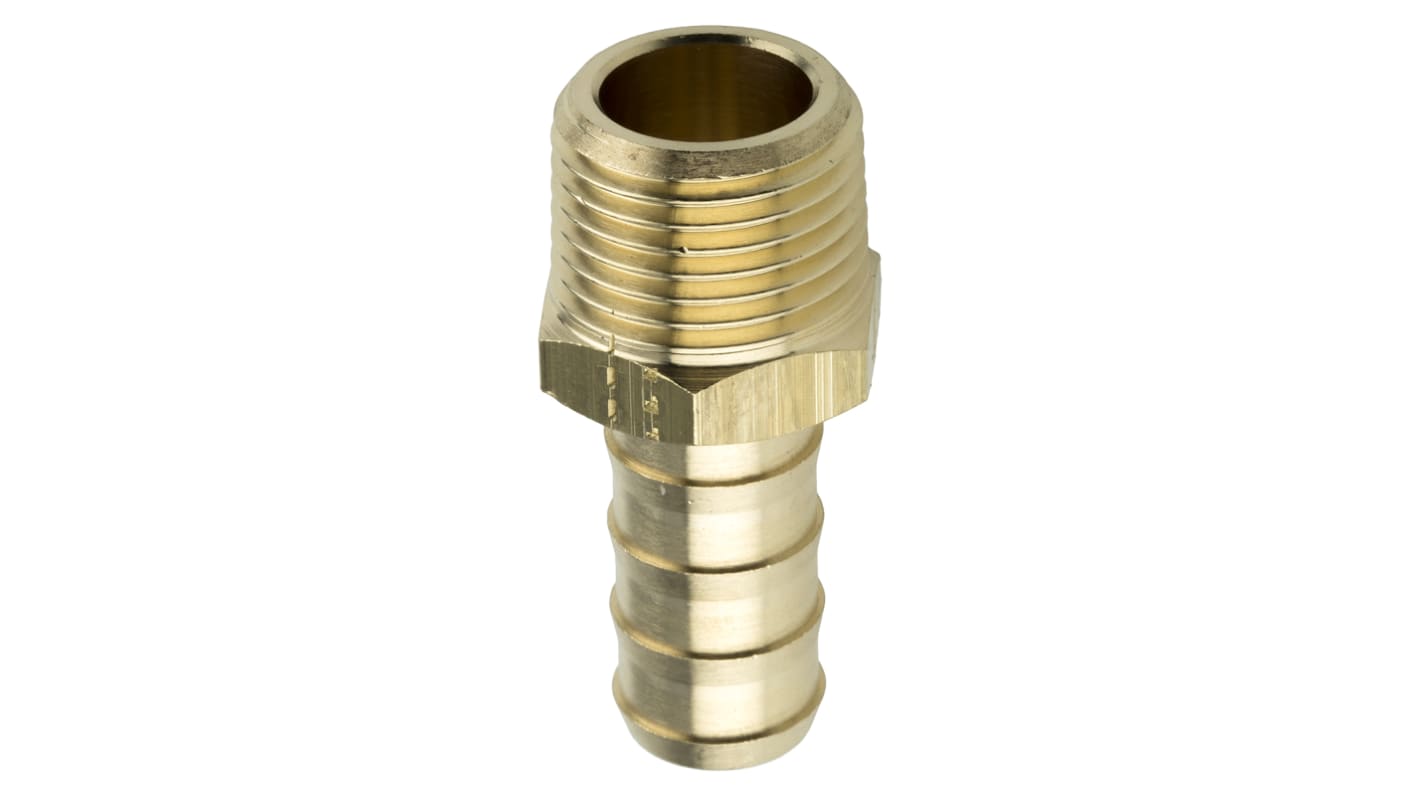 Legris Brass Pipe Fitting, Straight Threaded Tailpiece Adapter, Male R 1/2in to Male 13mm