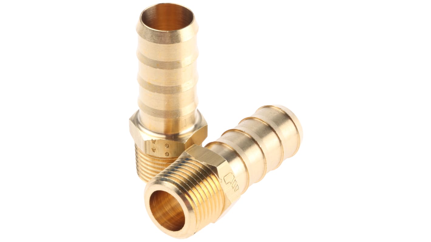 Legris Brass Pipe Fitting, Straight Threaded Tailpiece Adapter, Male R 3/8in to Male 13mm