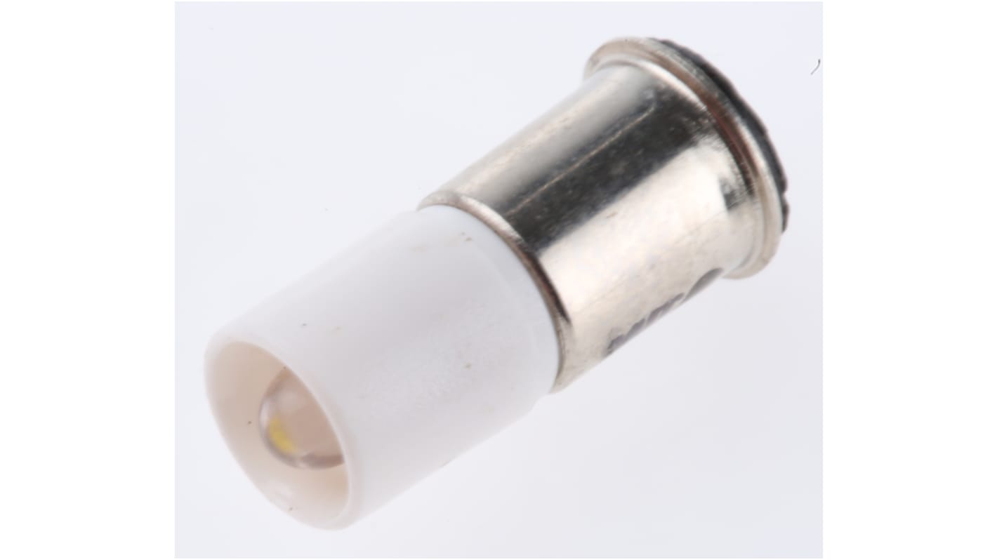 Lampada per indicatori RS PRO, lunga 15.5mm, Ø 6mm, 24V cc, luce color Bianco, 2070mcd, Chip singolo da 100000h con