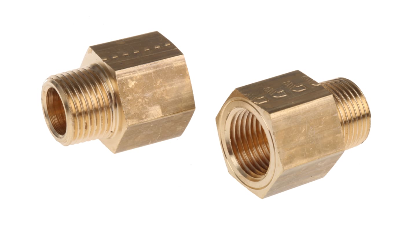 Legris LF3000 Series Straight Threaded Adaptor, R 3/8 Male to NPT 3/8 Female, Threaded Connection Style