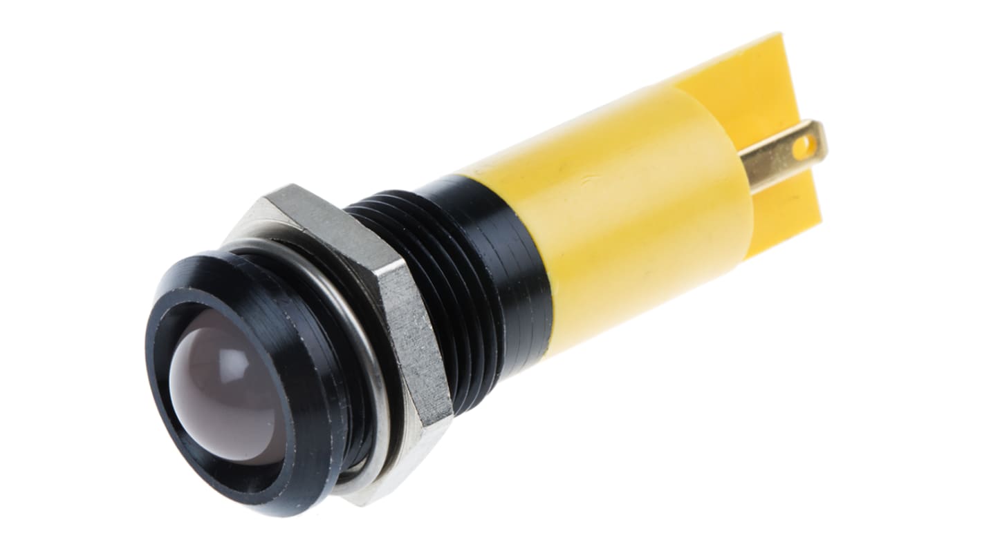 RS PRO Yellow Panel Mount Indicator, 14mm Mounting Hole Size, Solder Tab Termination, IP67